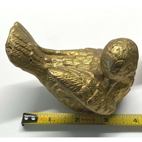 Turtle Doves Pair Sculpted Gold Painted Vintage Figurines Mexico MCM Home Decor - Picture 8 of 12